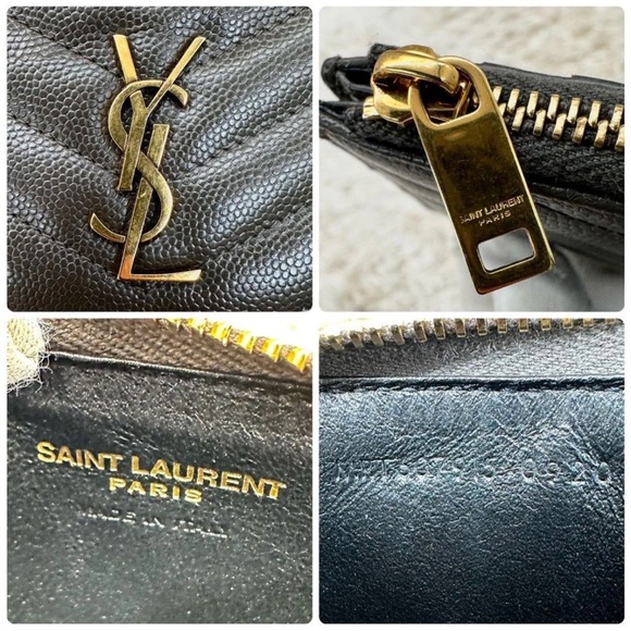 Yves Saint Laurent Metallic Gray Chevron Wallet - Picture 8 of 9